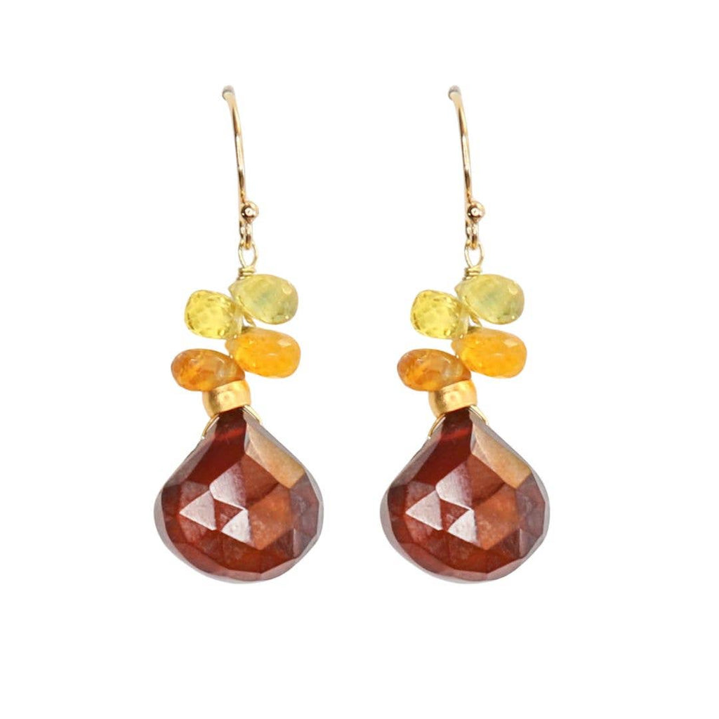 Glimmer Earrings in Sunstone and Yellow Sapphire