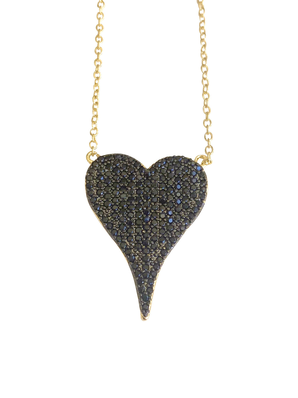 Bling Heart Necklace: Black