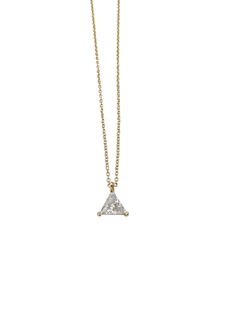 Single Solitaire Necklace: Gold/Triangle