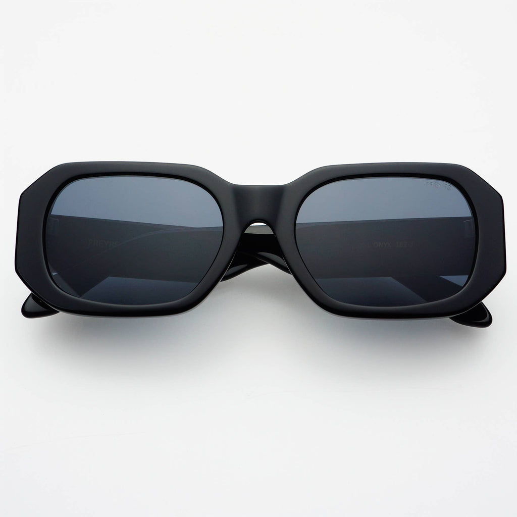 Onyx Acetate Womens Rectangular Sunglasses: Black