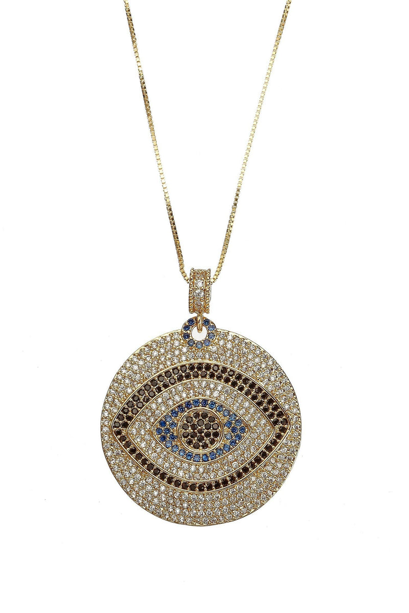 Vision CZ Evil Eye Pendant Necklace