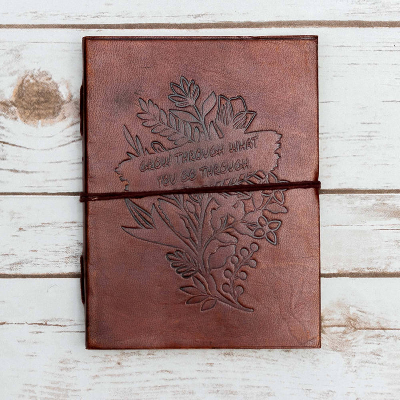 Grow Through Quote Leather Journal