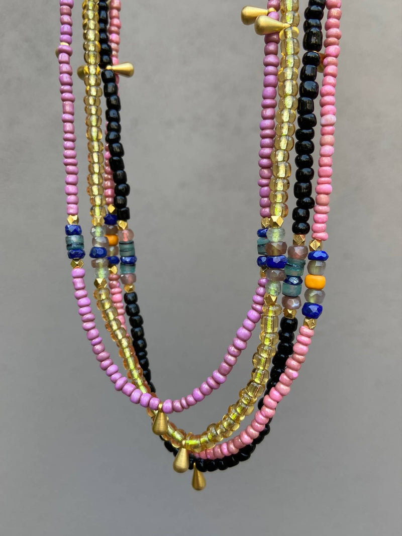 Bead Capsule Necklaces: Black