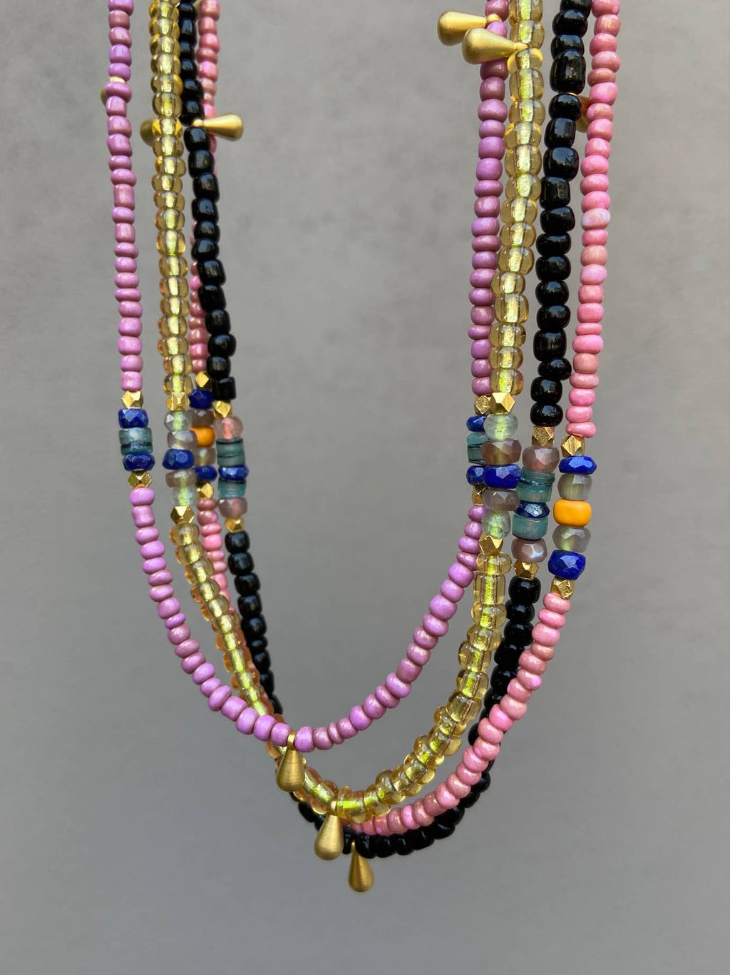 Bead Capsule Necklaces: Pink