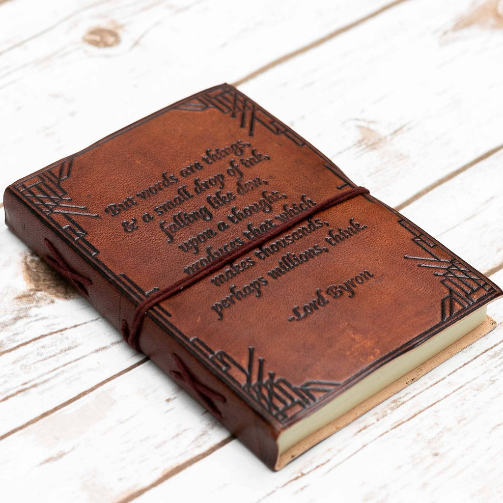 Lord Byron Quote Handcrafted Leather Embossed Journal