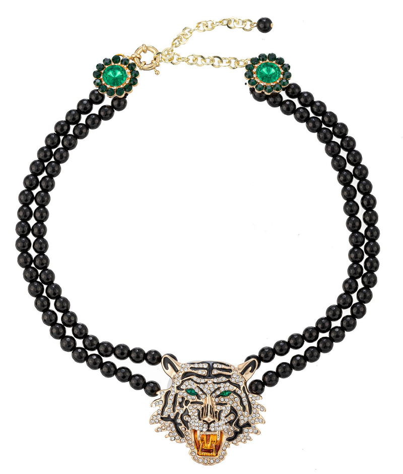 Tiger head Black Onyx Statement Necklace